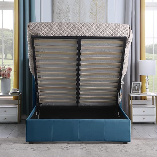 Ashburton Velvet Fabric Storage King Size Bed In Blue Furniture in
