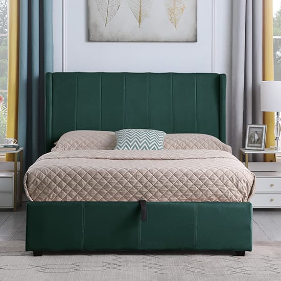 Ashburton Velvet Fabric Storage King Size Bed In Green_3
