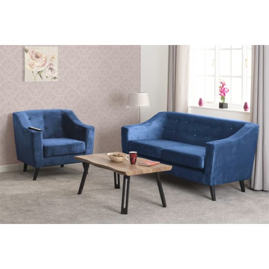 Arabella Velvet Fabric 1 Seater Sofa In Blue_5