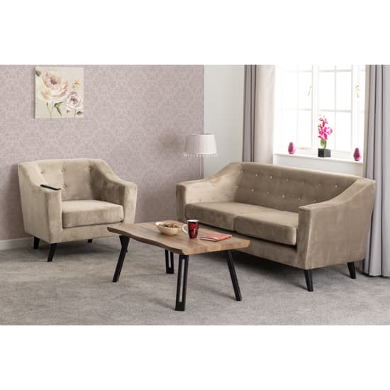 Arabella Velvet Fabric 2 Seater Sofa In Oyster_3
