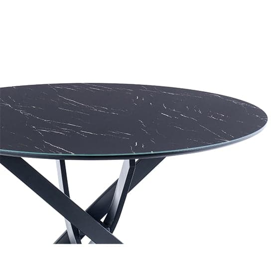 Asher Glass Dining Table Round In Black Marble Effect_3