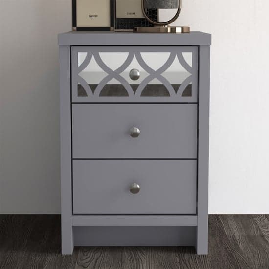 Asmara Mirrored Wooden Bedside Cabinet 3 Drawers In Cool Grey_1