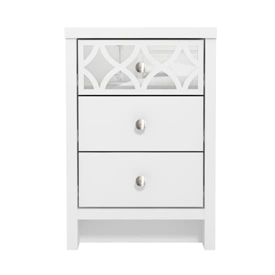 Asmara Mirrored Wooden Bedside Cabinet 3 Drawers In White_3