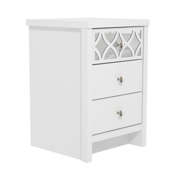 Asmara Mirrored Wooden Bedside Cabinet 3 Drawers In White_4