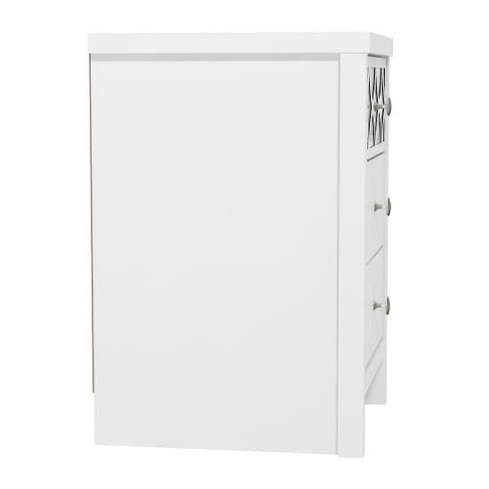 Asmara Mirrored Wooden Bedside Cabinet 3 Drawers In White_5