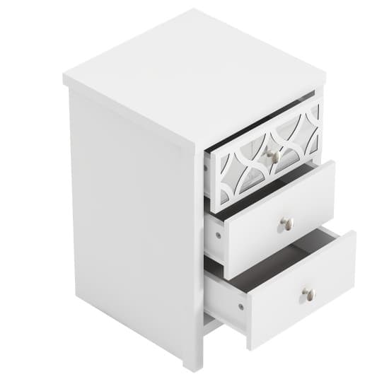 Asmara Mirrored Wooden Bedside Cabinet 3 Drawers In White_6