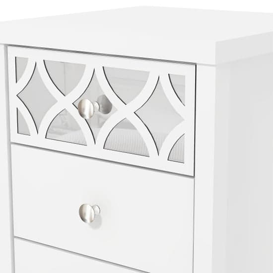 Asmara Mirrored Wooden Bedside Cabinet 3 Drawers In White_8