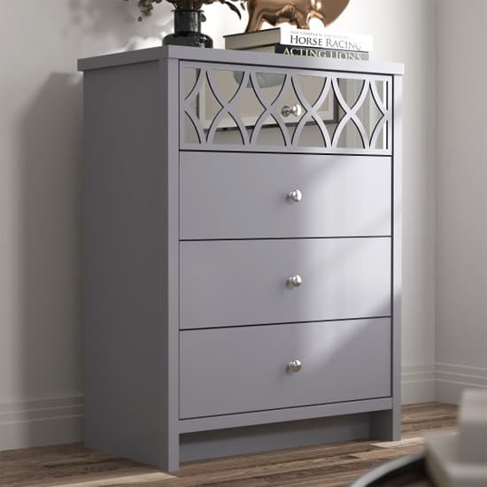 Asmara Mirrored Wooden Chest Of 4 Drawers In Cool Grey_2