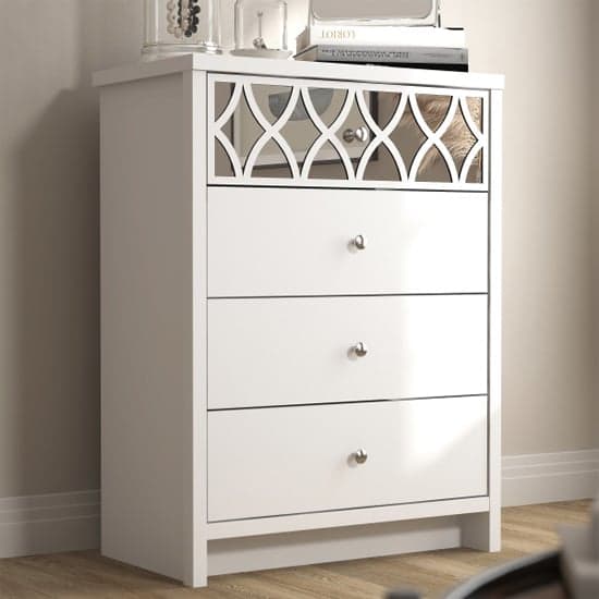 Asmara Mirrored Wooden Chest Of 4 Drawers In White_2