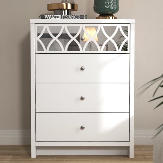 Asmara Mirrored Wooden Chest Of 4 Drawers In White_1