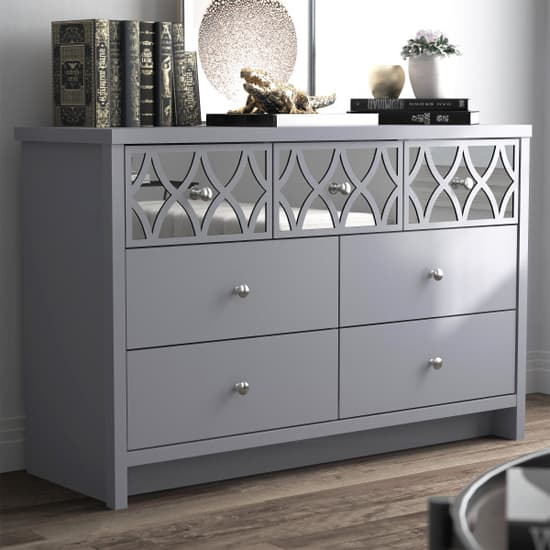 Asmara Mirrored Wooden Chest Of 7 Drawers In Cool Grey_2