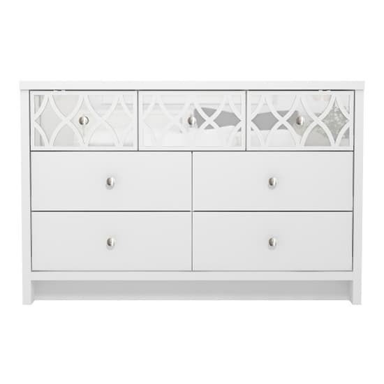 Asmara Mirrored Wooden Chest Of 7 Drawers In White_3