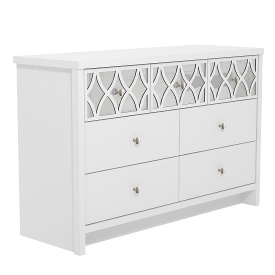 Asmara Mirrored Wooden Chest Of 7 Drawers In White_4