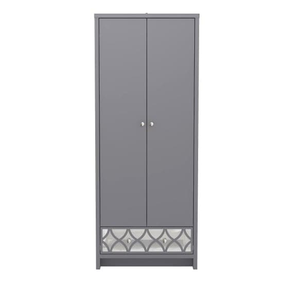 Asmara Wooden Wardrobe 2 Door 1 Mirrored Drawer In Cool Grey_2