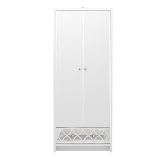 Asmara Wooden Wardrobe With 2 Door 1 Mirrored Drawer In White_2