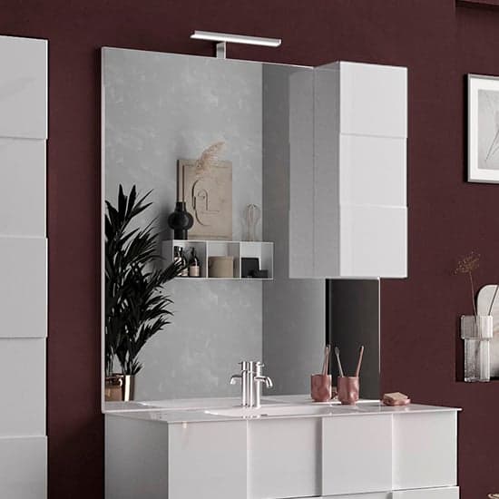 Aleta 100cm Bathroom Mirror And White Unit And LED Lights_2