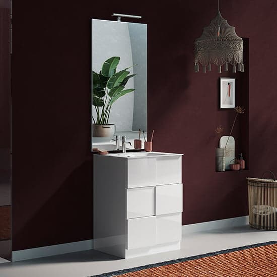 Aleta 60cm High Gloss Floor Bathroom Furniture Set In White_2