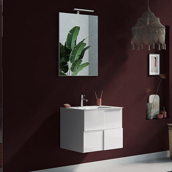 Aleta 60cm High Gloss Wall Bathroom Furniture Set In White_2