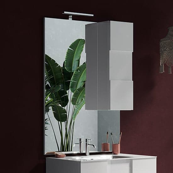Aleta 80cm Bathroom Mirror And White Unit And LED Lights_2