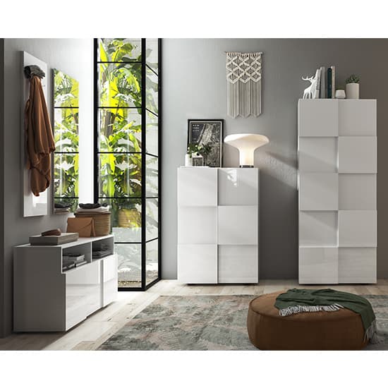 Aleta High Gloss Hallway Furniture Set In White_3