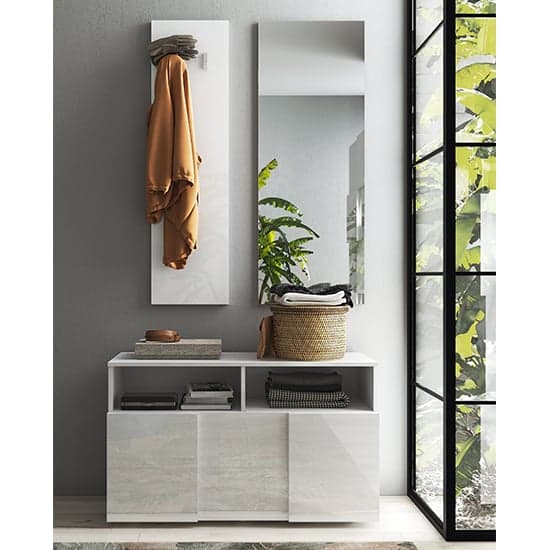 Aleta High Gloss Hallway Furniture Set In White_1