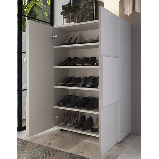 Aleta High Gloss Shoe Storage Cabinet With 2 Doors In White_2