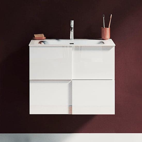 Aleta High Gloss 60cm Wall Vanity Unit And 2 Drawers In White_1