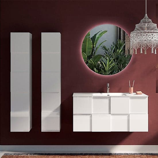 Aleta High Gloss Bathroom Storage Cabinet And 1 Door In White_2