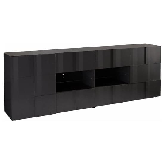 Aleta Modern Sideboard Large In Grey High Gloss With LED_4