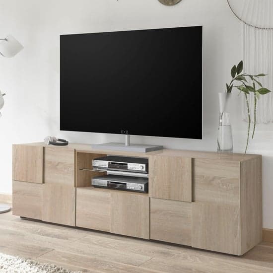 Aleta Wooden TV Stand In Sonoma Oak With 2 Doors 1 Drawer_1