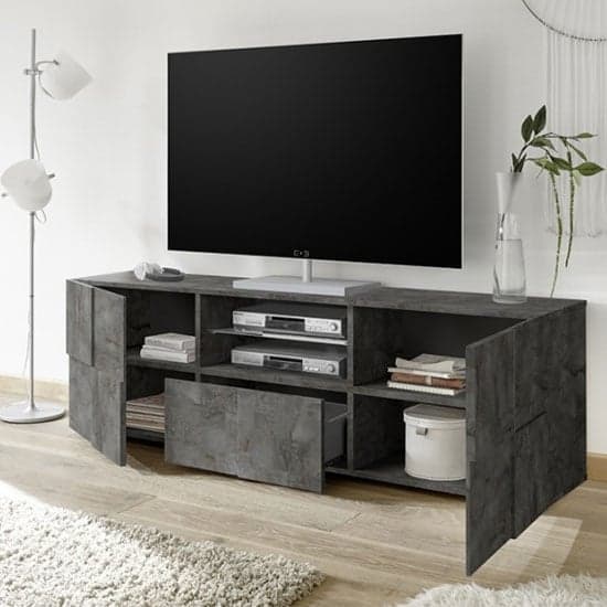 Aleta Wooden Large TV Stand In Oxide With 2 Doors 1 Drawer_2