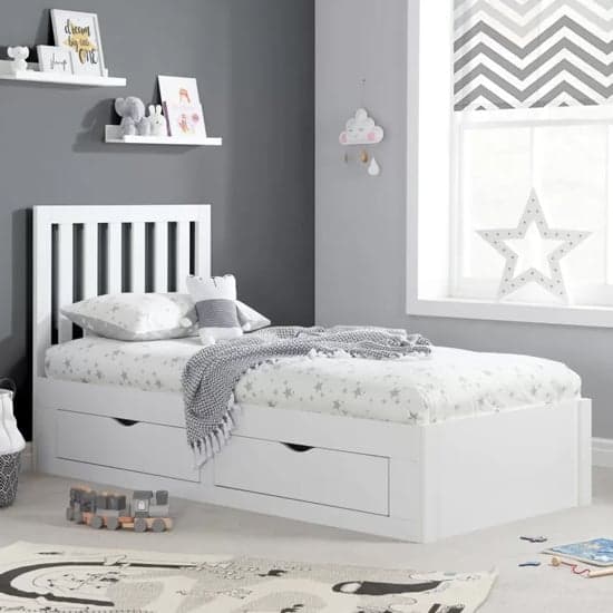 Aspen Wooden Single Bed With 4 Drawers In White_1