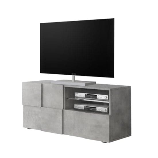 Aleta Wooden Small TV Stand In Concrete With 1 Door 1 Drawer_3