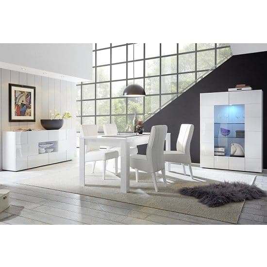 Aleta Modern Display Cabinet In White High Gloss With LED_5