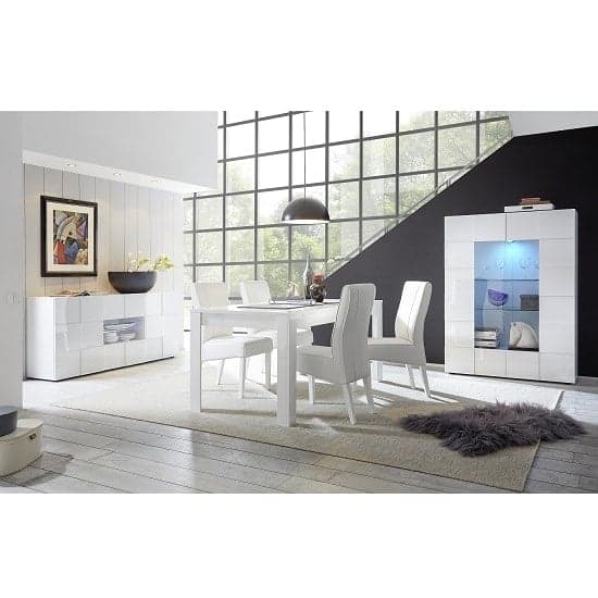 Aleta Modern Display Cabinet In White High Gloss With LED_3