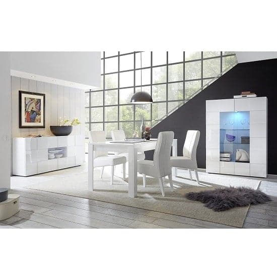 Aleta Modern Display In White High Gloss With LED Furniture
