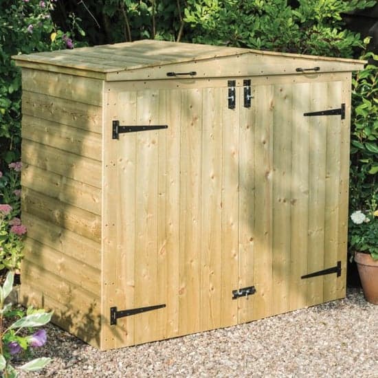 Assington Wooden Bin Store With 4 Doors In Natural Timer_2