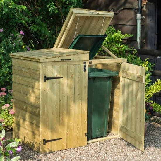 Assington Wooden Bin Store With 4 Doors In Natural Timer_1