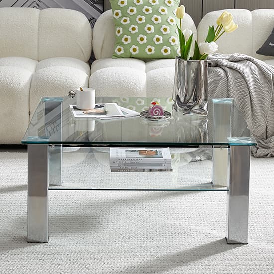 Aston Square Clear Glass Coffee Table With Chrome Legs Furniture in Fashion