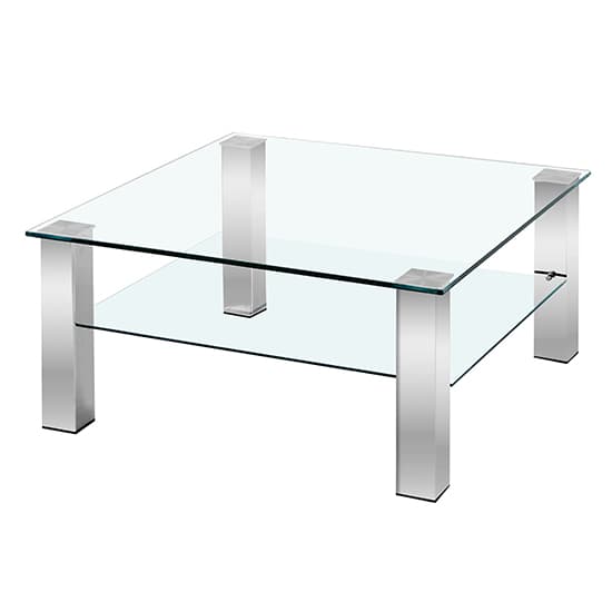 Aston Square Clear Glass Coffee Table With Chrome Legs Furniture in