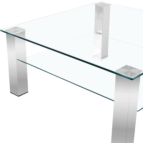 Aston Square Clear Glass Coffee Table With Chrome Legs Furniture in