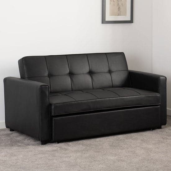 Annecy Faux Leather Sofa Bed In Black_1