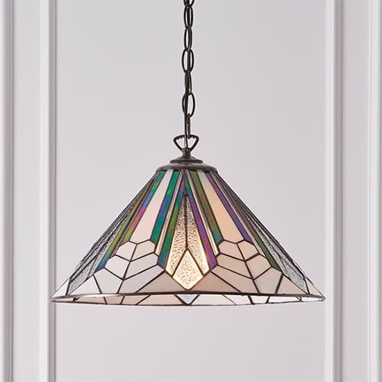 Astoria Medium Tiffany Glass Pendant Light In Dark Bronze_3
