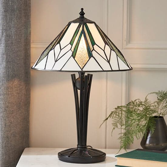 Astoria Small Tiffany Glass Table Lamp In Black_1