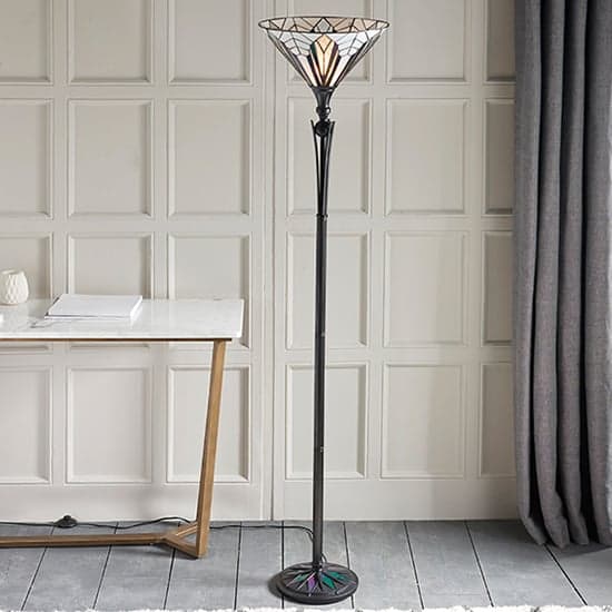 Astoria Tiffany Glass Uplighter Floor Lamp In Black_1