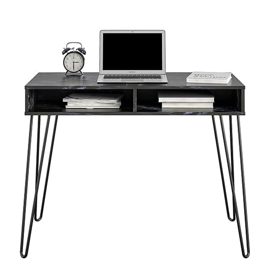 Athens Wooden Computer Desk In Black Marble Effect_2
