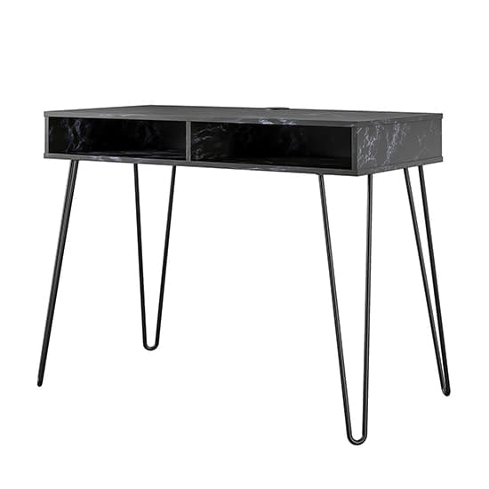 Athens Wooden Computer Desk In Black Marble Effect_3