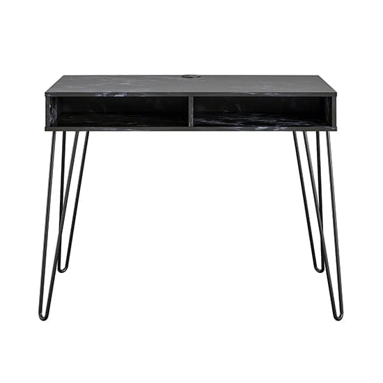 Athens Wooden Computer Desk In Black Marble Effect_5