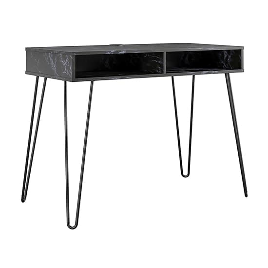 Athens Wooden Computer Desk In Black Marble Effect_6