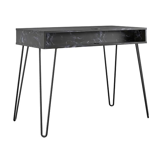 Athens Wooden Computer Desk In Black Marble Effect_7